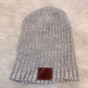 Love Your Melon slouch fit beanie hat grey & white